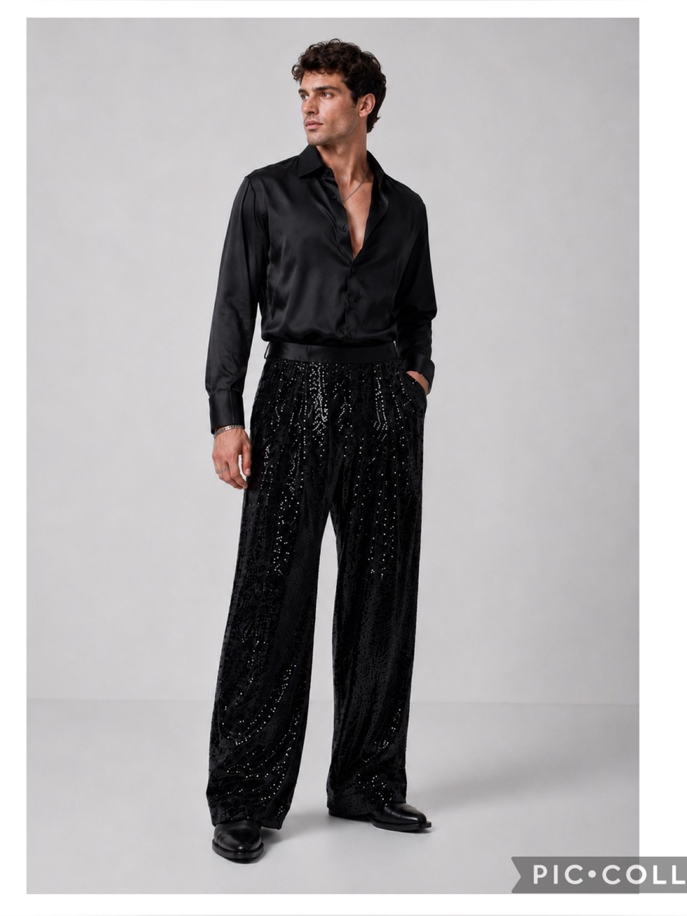 ASOS DESIGN Black Sequin Wide Leg Suit Pants NWT 30x30
